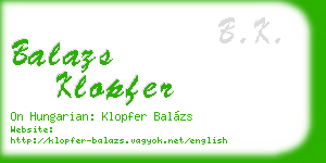 balazs klopfer business card