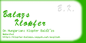 balazs klopfer business card